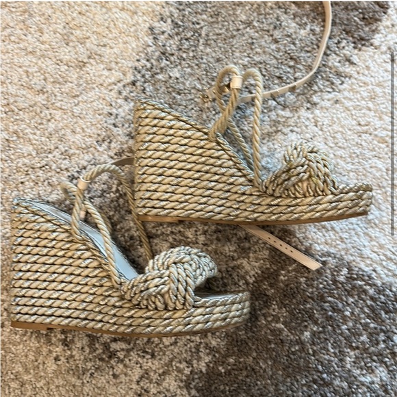 Valentino ROCKSTUD SILK TORCHON WEDGE SANDAL 115MM - Picture 7 of 7